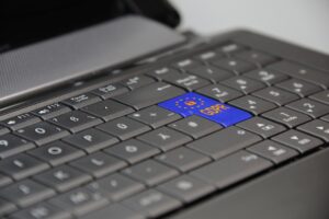 A laptop with a GDPR key